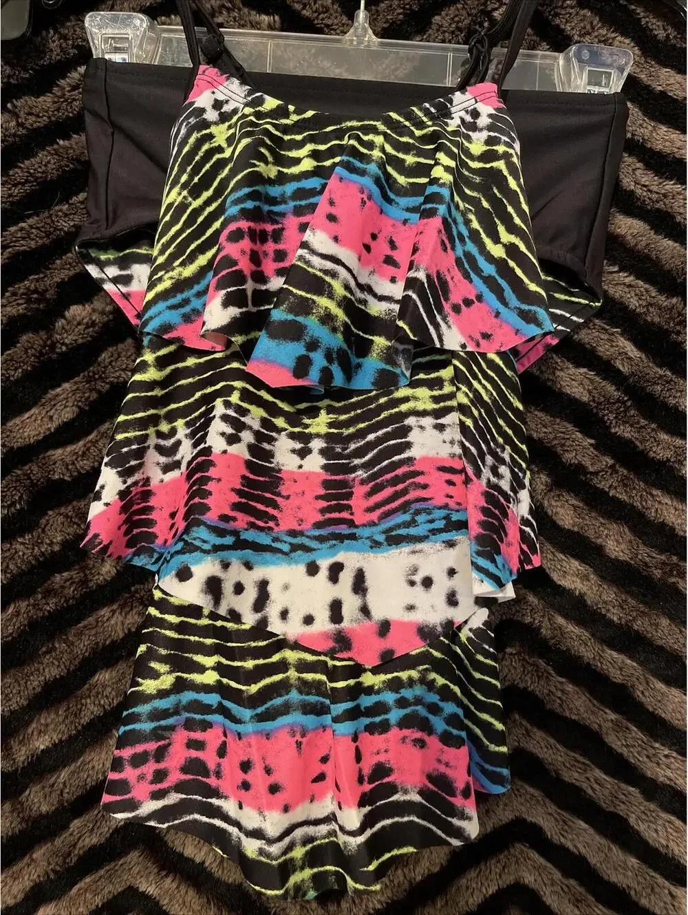 Justice Girls Size 8 Tie Dye 2 Piece Reversible Bottoms Swimsuit Set NWT! M655
